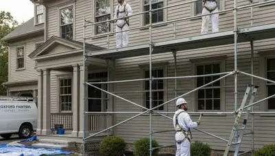 Professional painting service in Beverly, MA, showing expert interior and exterior house painting work