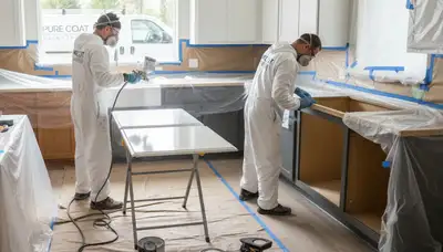 Cabinet painting in Beverly, MA for durable coastal kitchen finishes