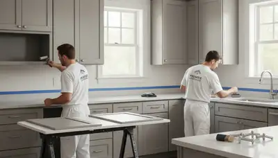 Cabinet painting in Beverly, MA for a kitchen with durable, professional finish