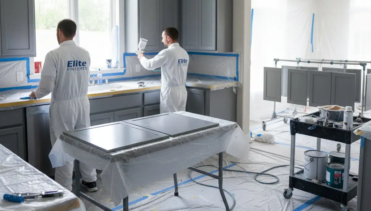 Cabinet painting in Beverly, MA for durable kitchen cabinet refinishing with a smooth, professional finish