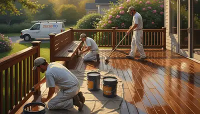 Deck painting service in Beverly, MA protecting coastal wood from salt air and weather