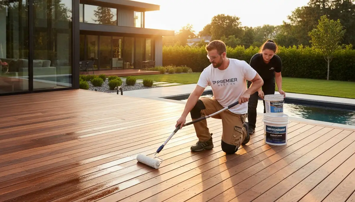 Deck sealing service in Beverly, MA for coastal weather, salt air, and UV protection