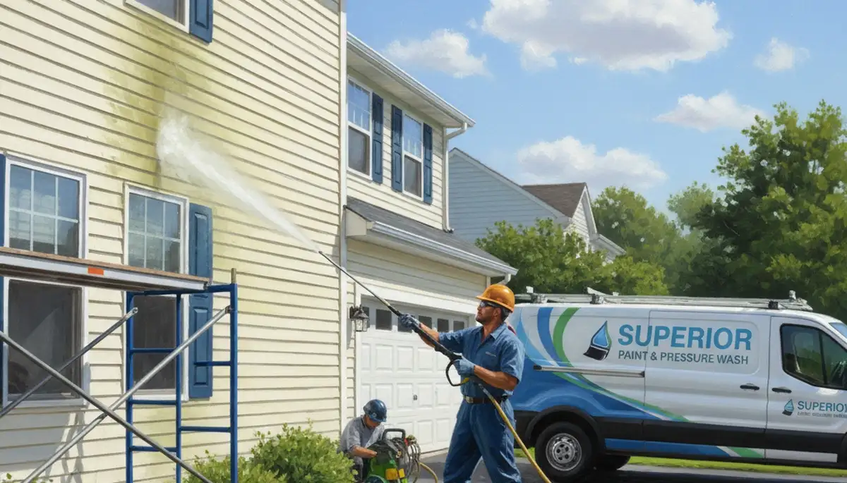 Vinyl siding pressure cleaning in Beverly, MA by Beverly Paint Pros to remove dirt and mildew