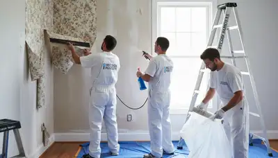 Wallpaper removal in Beverly, MA by Beverly Paint Pros, prepping walls for a smooth paint finish